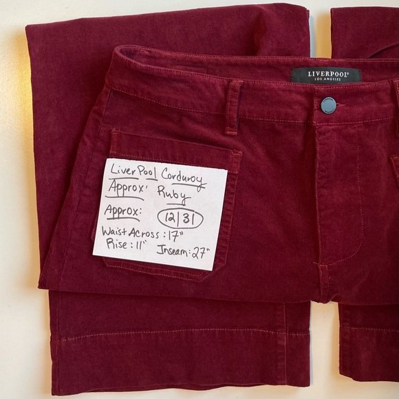 LIVERPOOL LA Corduroy Crop - Wide Leg & Ruby - Size 12 | 31 - Picture 2 of 13